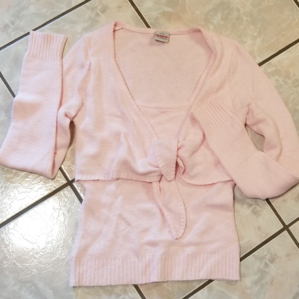 Sweater, front tie, pale pink. Very soft